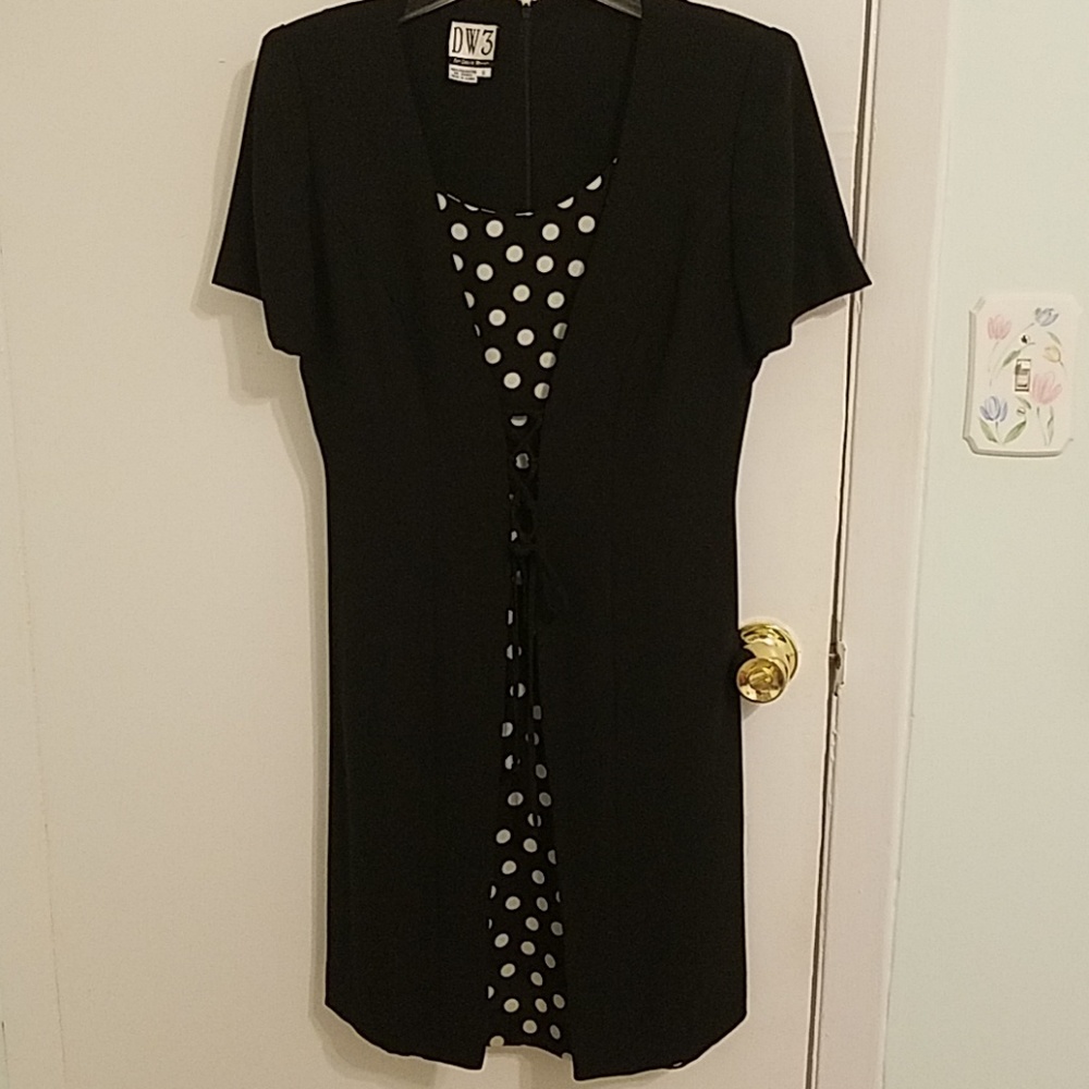 Black dress with white polka dot bodice